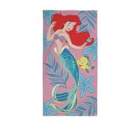 Character World Toalla Oficial de la Princesa Ariel y Flounder de Disney | Delicia bajo el mar, Tacto súper Suave, baño, Playa y Piscina | 100% algodón, Talla única 140 cm x 70 cm, Rosa