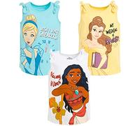 Disney Princess Cinderella Belle Moana Big Girls 3 Pack Tank Tops Blue/White/Yellow 14-16