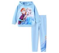 Disney Princess - Conjunto de ropa de manga larga con capucha y leggings para niñas pequeñas, conjunto de ropa casual para otoño, Azul congelado, 4-5 años