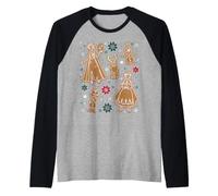 Disney Princess Frozen Christmas Gingerbread Cookies Holiday Camiseta Manga Raglan