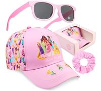 Disney Princess Gorra Niña con Gafas de Sol UV400 y Coletero Set, Gorra Infantil y Gafas Sol Niña, Accesorios de Verano, Regalos Niñas (Rosa Princess)