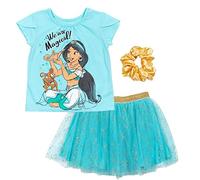 Disney Princess Jasmine Little Girls Graphic T-Shirt Mesh Skirt and Scrunchie 3 Piece Outfit Set 6