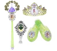 Disney Princess Juego de accesorios de vestir Tiara, zapatos, varita y peine para niñas pequeñas, juego de rol, juguetes de disfraz para niñas de 3 a 6 años