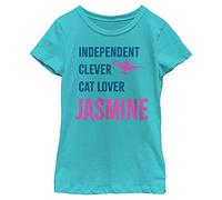 Disney Princess List Jasmine Girl's Solid Crew Tee, Tahiti Blue, X-Large