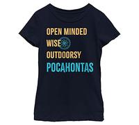 Disney Princess List Pocahontas Girl's Solid Crew Tee, Navy Blue, X-Large