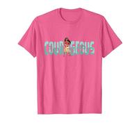 Disney Princess Moana Courageous Camiseta, Hombre, Rosa jaspeado, M