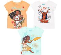 Disney Princess Moana Little Girls 3 Pack Short Sleeve T-Shirt Pink/White/Blue 6-6X