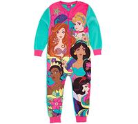 Disney Princess Mono Azul para niñas | Ropa de Estar por casa de Forro Polar Todo en uno | Cenicienta Blancanieves Jasmine Sirenita Tiana | Pijama PJs Ropa de Dormir | Mercancía de Regalo Acogedor