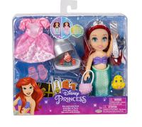Disney Princess Muñeca Ariel Sea to Land con Sebastian y Flounder, cola de sirena y vestido rosa