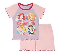 Disney Princess - Pijama corto para niñas, conjunto de pijama corto de verano, talla, Volantes rosados, 18-24 meses
