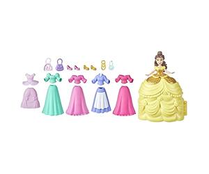 Disney Princess Secret Styles Belle's Fashion Collection; Juego de muñecas con 6 Trajes y 6 Accesorios; Juguete para niñas de 4 años en adelante