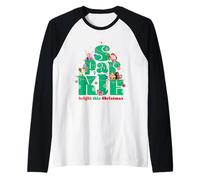 Disney Princess Sparkle Bright This Christmas Winter Holiday Camiseta Manga Raglan