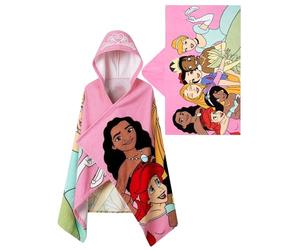 Disney Princess Toalla Piscina, Toalla De Playa Niña Tipo Poncho para Niña, Albornoz Niña, Rosa, One Size