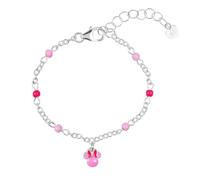 Pulsera de plata de ley 925 con dije rosa de Minnie Mouse, talla única, Plata de ley, No es una piedra preciosa