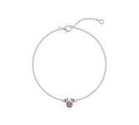Disney Pulsera de plata de ley 925 con piedra natal de febrero de Minnie Mouse, 6.75 pulgadas con extensor de 1 pulgada