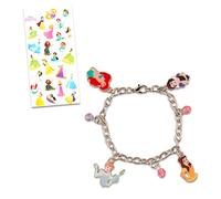 Disney Pulsera de princesa para niñas - El paquete con pulsera de princesa viene con dijes de Ariel, Cenicienta, Bella y Blancanieves y más | Juego de pulseras Disney