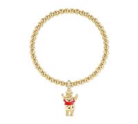 Disney Pulsera elástica chapada en oro con dije de Winnie The Pooh para niñas