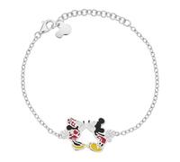 Disney Pulsera Minnie y Mickey Mouse, plata de ley con esmalte para niños y niñas, joyas, Plata de ley