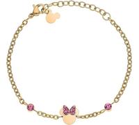 Disney Pulsera Minnie para niñas, de acero inoxidable, con cristales cúbicos de circonita, joyas