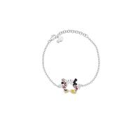 Disney Pulsera Minnie y Mickey Mouse, plata de ley con esmalte para niños y niñas, joyas, Plata de ley