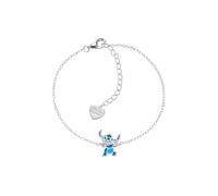 Disney Pulsera Stitch en Plata de Ley 925 con Colgante de Esmalte de Colores, Pulsera Ajustable hasta 18 cm para Mujeres y Niñas, Caja de Regalo, Joyas Oficiales Disney