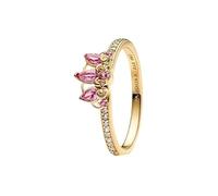 Disney Rapunzel 14k Gold Plated Tiara Ring with Phlox Pink Crystal and Clear Cubic Zirconia