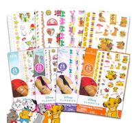 Disney Regalos de fiesta de gatos y perros para niños - Paquete con más de 100 tatuajes temporales Disney Feat. 101 dálmatas, dama y vagabundo, rey león y aristogatos | Tatuajes de personajes de