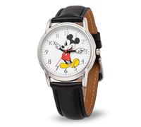 Disney Reloj analógico de Cuarzo japonés para Hombre con Correa de Cuero WDS001236, Negro, Mickey Cardiff Watches 2 - Caja Plateada y Correa de Cuero Negro