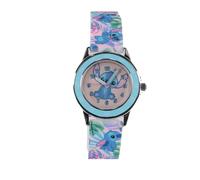 Disney Reloj para niña LAS9011 - Analógico de cuarzo, correa de silicona verde, caja Lilo & Stitch