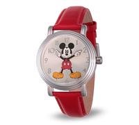 Disney Reloj de Cuarzo analógico Unisex para Adultos con Correa de Cuero sintético W002758, Rosso, Correa