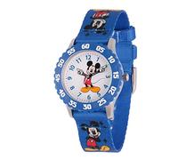 Disney Reloj de Mickey Mouse para niños de 3 a 7 años con esfera clásica de personajes, regalo para niños que aman Mickey Mouse, cara fácil de leer, bisel azul y correa de nailon azul. Compra y obtén