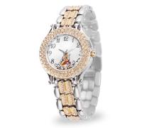 Disney Reloj de Pulsera analógico de Cuarzo con Piedras flotantes Redondas para Adultos, Dos Tonos., Winnie The Pooh