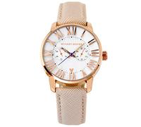 Disney Reloj Mickey Watch Rosa Beige Cinturón Mickey Mass Correa Cuero Genuino Modelo Cronógrafo Cinturón Unisex Adulto Disney Número de serie Incluido