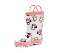 Disney Botas de agua Minnie Mouse para niña | Botas de agua para niños con estampado integral del personaje de Minnie y Daisy en Beige y rosa | Botas de goma resistentes al agua y fáciles