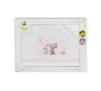 DISNEY- Sábanas de coralina para cuna Minnie Mouse blanco y rosa