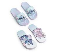 Disney Sandalias tipo chancla multicolor de Lilo & Stitch para niñas | Paquete de 2 chanclas con estampado de Stitch y suela tie-dye | Calzado de playa para niños | Productos