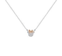Disney Set 2 Colgantes Mama + Hija Minnie Mouse Chapado en Plata y Oro Rosa con Lazo y Circonitas