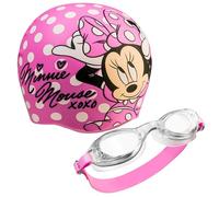 Disney Set de Gafas Buceo y Gorro Piscina Niña con Protección Antiempañante y UV (Rosa Minnie, 3-6 Años)