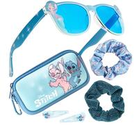 Disney Set de Gafas Sol Niña con Protección UV, Estuche y Accesorios para el Cabello - Regalos para Niñas (Azul Stitch)