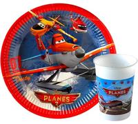 Disney Set fiesta cumpleaños tema Planes 8 platos de papel grandes (23 cm) + 8 vasos