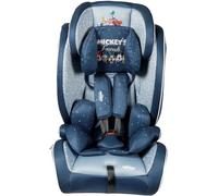 Disney - Silla de coche Mickey Mouse con conexión ISOFIX para la seguridad de los niños con altura de 76 a 150 cm con gráficos de Mickey Mouse, Minnie, Donald, Pluto y Goofy sobre fondo azul