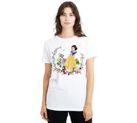 Disney Snow Blanco and Her Forest Friends Camiseta de Mujer, Blanco, XXL
