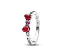 Disney Snow White Bow Sterling Silver Ring with Fuchsia Rose Crystal, Clear Cubic Zirconia and Red Enamel