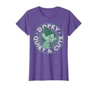 Disney Snow White Dopey Quiet & Cute Graphic Camiseta Camiseta, Mujer, Morado Jaspeado, S
