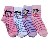Disney Socks - Calcetines para niña Betty Boop de algodón mayoritario - Modelos de fotos según llegadas- (35/38, paquete de 4 pares Asst2), Pack de 4 pares Asst2 Betty Boop, 35-38