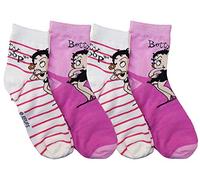 Disney Socks - Calcetines para niña Betty Boop de algodón mayoritario - Modelos de fotos según llegadas- (35/38, paquete de 4 pares Asst1), Pack de 4 pares Asst1 Betty Boop, 35-38