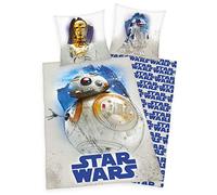 Disney Star Wars BB8, C3PO, R2D2 - Juego de cama (80 x 80 cm + 135 x 200 cm, 100% algodón, con cremallera)