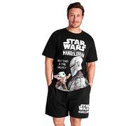 Disney Star Wars Pijama Hombre Corto Darth Vader Baby Yoda y Mandalorian Set Cómodo Suave Transpirable Regalo Hombre (S, Negro Baby Yoda)