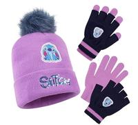 Disney Stitch Accesorios de Invierno Set de 1, 2 o 3 Piezas para Niñas - Gorro Guantes Invierno Bufanda, Regalos Niños (Morada Stitch 2 Pcs)