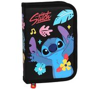 Disney Stitch Aloha Estuche con Dos Solapas sin Accesorios, Estuche Escolar DESPLEGABLE para niñas (Stitch Plegable Negro)